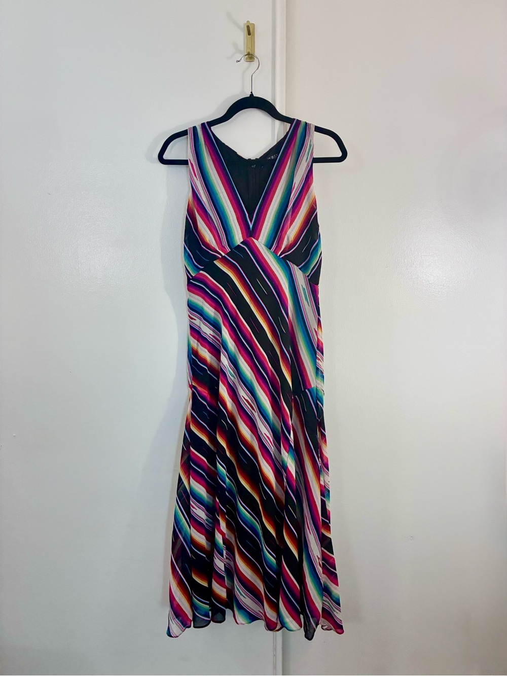 NWT Lauren Ralph Lauren Black Label Multicolor Striped V-Neck Dress Size 10